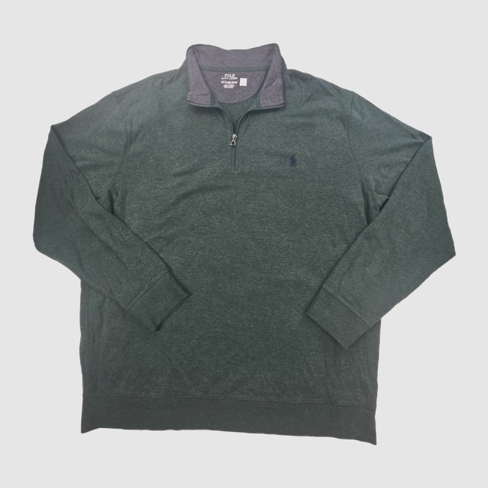 Polo Ralph Lauren Mens 2XLT Tall Green 1/4 Zip Long Sleeve Pullover EUC